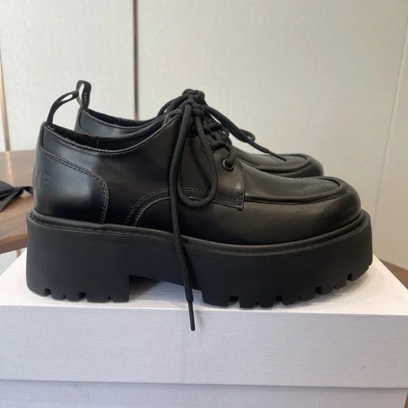 Celine Black Chunky Lace-Up Loafers - Picture 2 of 5